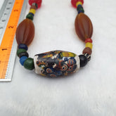 Wunderschöne Vintage handgemachte thailändische Glasperlen lange Halskette